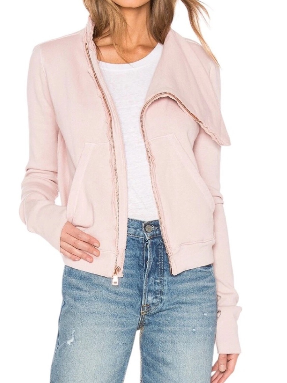 Frank & Eileen Tee Lab Side Zip Jacket Light Pink Fleece Size Small